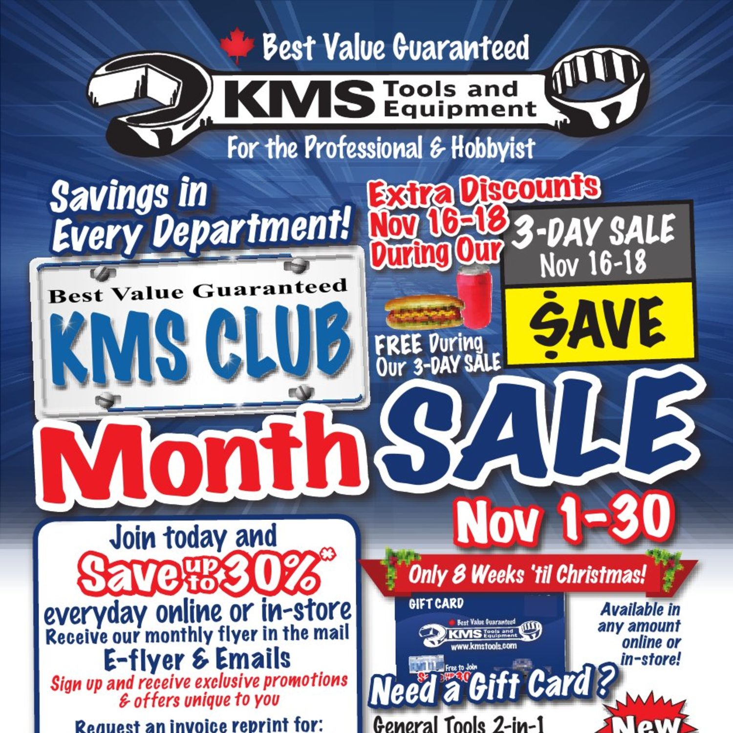 KMS Tools Weekly Flyer KMS Club Month Sale Nov 1 – 30