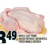 Maple Leaf Prime Raised Without Antibiotics Fresh Whole Chicken