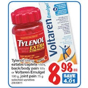 Tylenol or Voltaren Pain Relief - $8.98 (Up to $4.01 off)