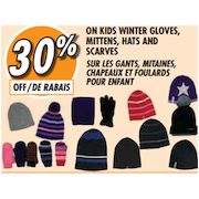 30% Off Kidss Winter Gloves, Mittens, Hats And Scarves