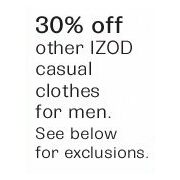 30% Off Select Izod Casual Clothes for Men