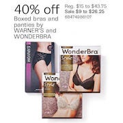 Boxed Bras and Panties by Wonderbra and Warner's - $9.00 - $26.25 (40% off)