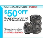 The Purchase of Any Set of 4 BF Goodrich Tires - $50.00 Off