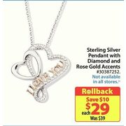 Sterling Silver Pendant w/Diamond & Rose Gold Accents - $29.00 ($10.00 off)