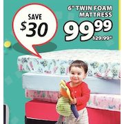 6" Twin Foam Mattress - $99.99 ($30.00 off)