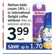 Neilson Table Cream  or International Delight Coffee Whitener - $3.99 (Up to $1.70 off)