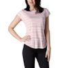 Sung Alfred Sung - Printed Stripe Cap Sleeve T-shirt - $9.88