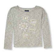 Girls Long Sleeve Wide-neck Embellished Graphic Lightweight Sweater-knit Top - $10.00 ($19.95 Off)