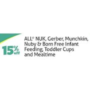 All Nuk, Gerber, Munchkin, Nuby & Born Free Infant Feeding, Toddler Cups & Meal Time  - 15% off
