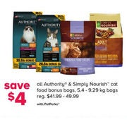 All Authority & Simply Nourish Cat Food Bonus Bags  - $4.00  off
