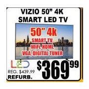 Vizio 50" 4K Smart LED TV - $369.99