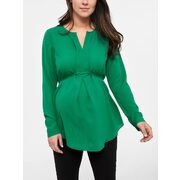 Stork & Babe - Long Sleeve Pleated Maternity Blouse With Belt - $34.98 ($14.99 Off)