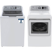 GE 5.3 Cu. Ft. High Efficiency Top Load Washer & 7.4 Cu. Ft. Electric Dryer - White - $1399.98