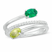 Oval Lab-created Emerald, Peridot And White Sapphire Bypass Coil Ring In Sterling Silver - Size 7 - $139.30 ($59.70 Off)