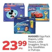 Huggies Giga Pack Diapers, Little Movers, Little Snuggets, Snug & Dry, Goodnite or Pull-Ups - $23.99