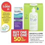 Bausch & Lomb Eye Care Products or Lens Solutions - BOGO 50% off