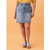 Distressed Denim Pencil Skirt, Light Wash - Addition Elle - $26.00 ($38.99 Off)