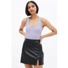 High Rise Faux Leather Notch Slit Mini Skirt - $17.99 ($12.00 Off)