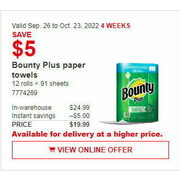 Bounty Plus Paper Towels - $19.99 ($5.00 off)