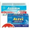 Aspirin Daily Low Dose Tablets, Aleve Liquid Gels or Caplets - $19.99